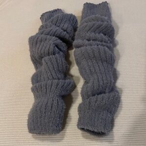 Cozy Fuzzy Knit Arm/Leg Warmers in Slate Gray